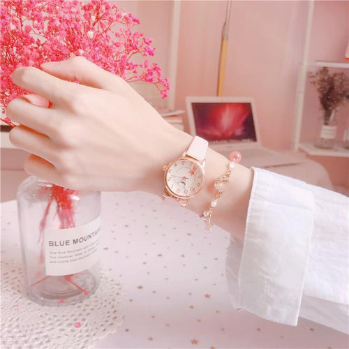 Children's Watch Waterproof Drop-Resistant Girl's Korean-Style Cute Girl's Pointed Cartoon Quartz Watch