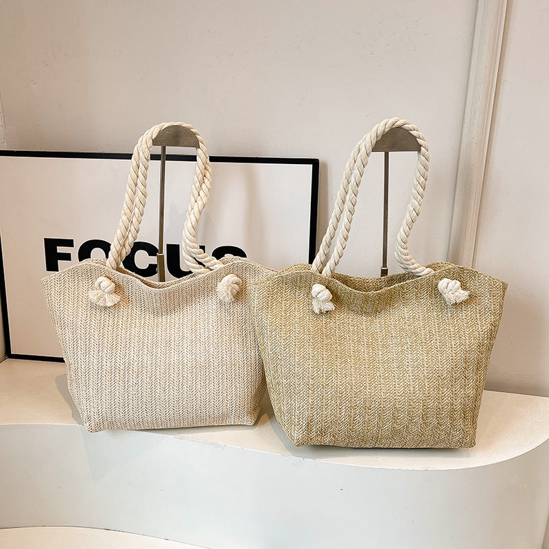 New Large-Capacity Shoulder Tote Bag Fresh Style Underarm Woven Handbag For Women