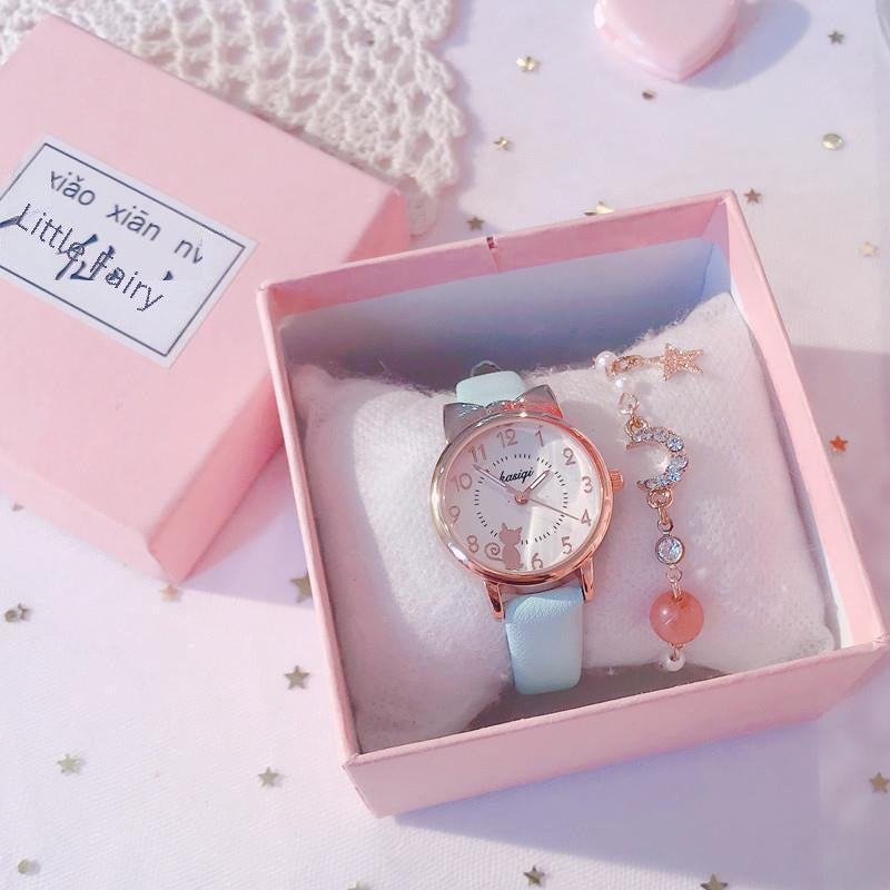 Children's Watch Waterproof Drop-Resistant Girl's Korean-Style Cute Girl's Pointed Cartoon Quartz Watch