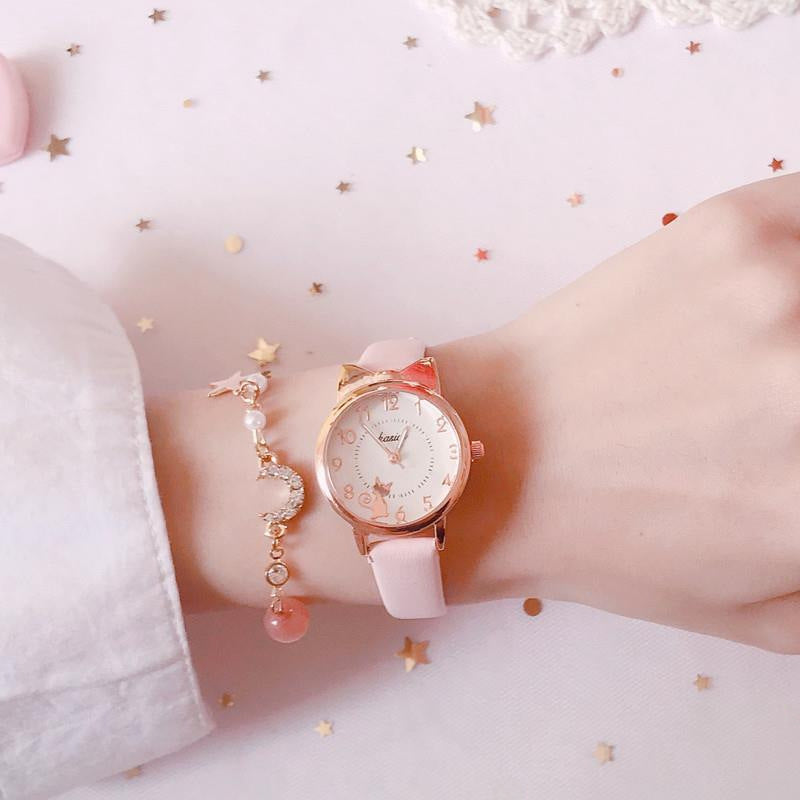 Children's Watch Waterproof Drop-Resistant Girl's Korean-Style Cute Girl's Pointed Cartoon Quartz Watch