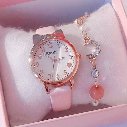 Children's Watch Waterproof Drop-Resistant Girl's Korean-Style Cute Girl's Pointed Cartoon Quartz Watch